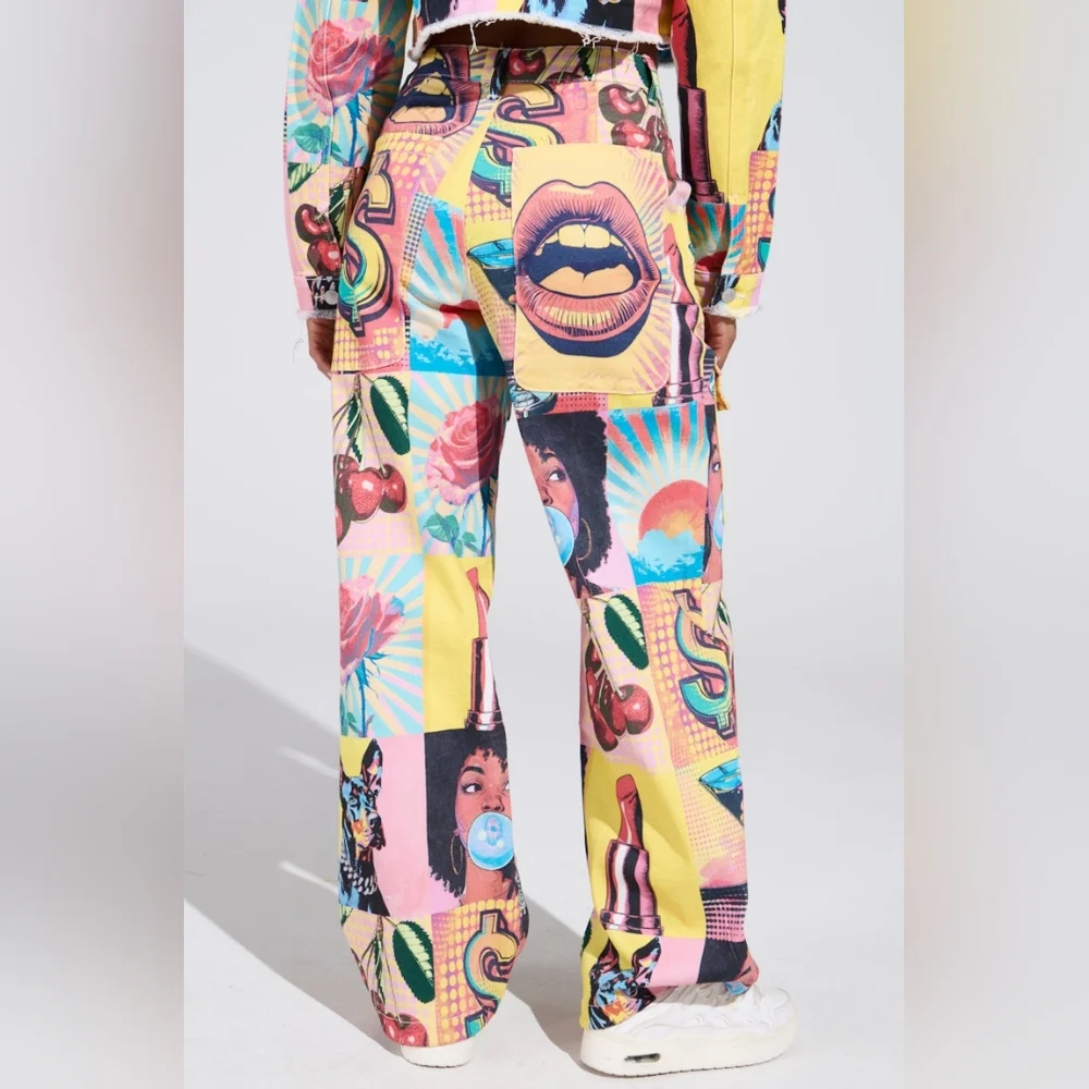 AKIRA Electric Printed Denim Cargo Pants - Picture 14 of 16